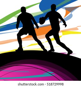 Active young men rugby player sport silhouettes abstract sport background illustration vector