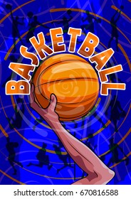 Active young player playing game of Basketball sport. Vector illustration
