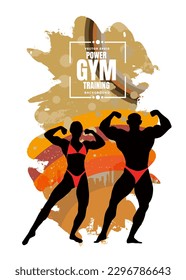 Active young, strong muscular person on a abstract background, vector