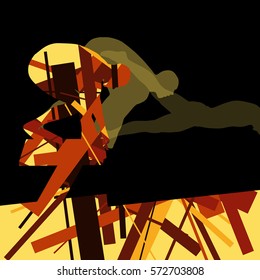 Active young swimmers diving and swimming in water sport pool silhouettes vector abstract background illustration