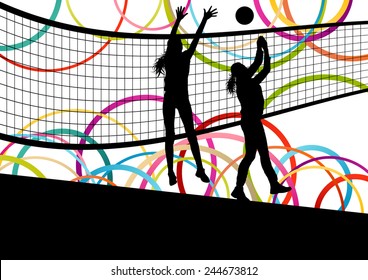 Active Young Women Volleyball Player Sport Stock Vector (Royalty Free ...