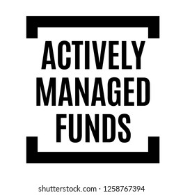 actively managed funds black stamp, sticker, label, on white background