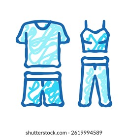ativewear vestuário ícone doodle esboço vetor. sinal de vestuário ativewear. ilustração símbolo isolado