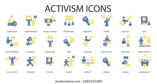 Activism icon set.vector.Editable stroke.linear style sign for use web design,logo.Symbol illustration.