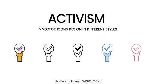 Aktivismus-Symbole in verschiedenen Stil Vektor-Illustration