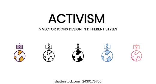 Iconos de activismo en ilustración vectorial de estilo diferente
