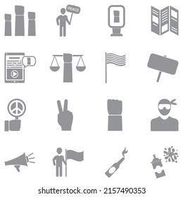 Activism Icons. Gray Flat Design. Vector Illustration.