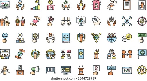 Ícones de ativismo Coleção de ícones vetoriais de alta qualidade com traço editável. Ideal para projetos profissionais e criativos.
