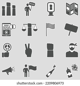Activism Icons. Sticker Design. Vector Illustration.