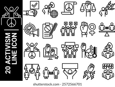 activism line icon black and white