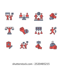 activism protest icon set.vector.Editable stroke.linear style sign for use web design,logo.Symbol illustration.