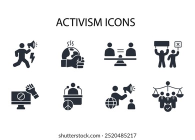 activism protest icon set.vector.Editable stroke.linear style sign for use web design,logo.Symbol illustration.