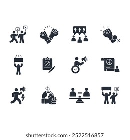 activism protest icon set.vector.Editable stroke.linear style sign for use web design,logo.Symbol illustration.