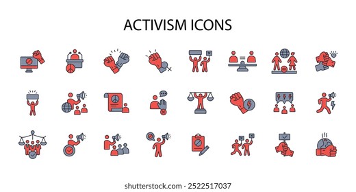 activism protest icon set.vector.Editable stroke.linear style sign for use web design,logo.Symbol illustration.