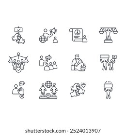 activism protest icon set.vector.Editable stroke.linear style sign for use web design,logo.Symbol illustration.