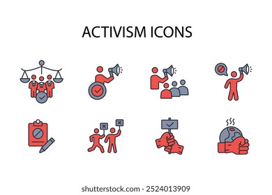 activism protest icon set.vector.Editable stroke.linear style sign for use web design,logo.Symbol illustration.