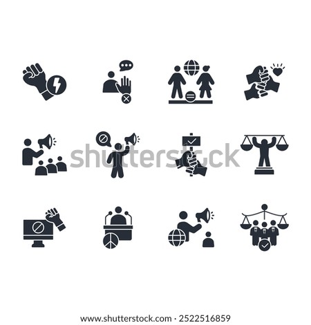 activism protest icon set.vector.Editable stroke.linear style sign for use web design,logo.Symbol illustration.