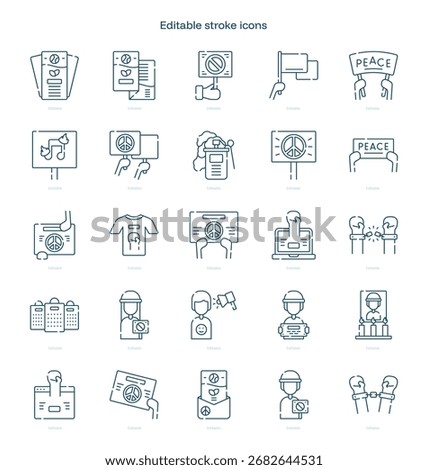 Activism stroke icon. Activism line icon set. editable stroke icon pack