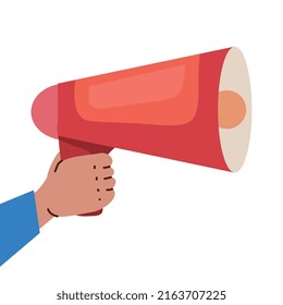 activist hand with red megaphone