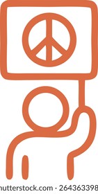 Activist Holding a Peace Sign Board at a Demonstration or Rally