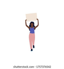 Activist holds blank banners. Demonstration, revolution, protests illustration. Vector illustration in a flat style