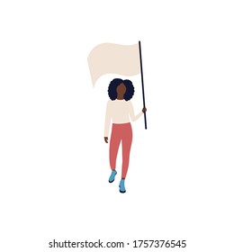 Activist holds blank banners. Demonstration, revolution, protests illustration. Vector illustration in a flat style