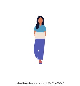 Activist holds blank banners. Demonstration, revolution, protests illustration. Vector illustration in a flat style