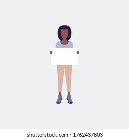 Activist holds blank banners. Demonstration, revolution, protests illustration. Vector illustration in a flat style