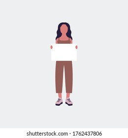 Activist holds blank banners. Demonstration, revolution, protests illustration. Vector illustration in a flat style