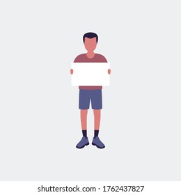 Activist holds blank banners. Demonstration, revolution, protests illustration. Vector illustration in a flat style