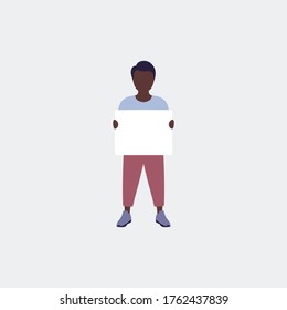 Activist holds blank banners. Demonstration, revolution, protests illustration. Vector illustration in a flat style