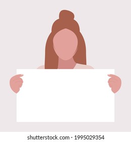 Activist holds blank banners. Demonstration, revolution, protests illustration. Vector illustration in a flat style