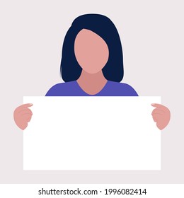 Activist holds blank banners. Demonstration, revolution, protests illustration. Vector illustration in a flat style