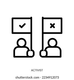 activist icon. Line Art Style Design Isolated On White Background