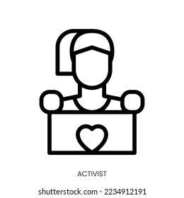 activist icon. Line Art Style Design Isolated On White Background