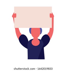 activist man with protest banner vector illustration design