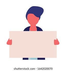 activist man with protest banner vector illustration design