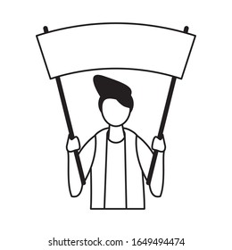 activist man with protest banner vector illustration design