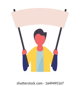 activist man with protest banner vector illustration design