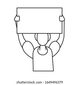 activist man with protest banner vector illustration design