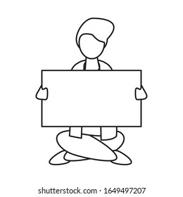 activist man with protest banner vector illustration design