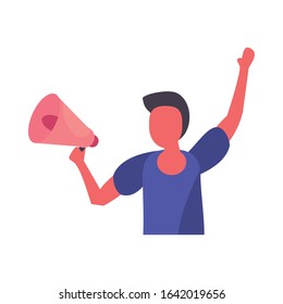activist man with protest megaphone vector illustration design