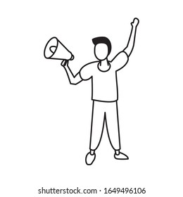 activist man with protest megaphone vector illustration design