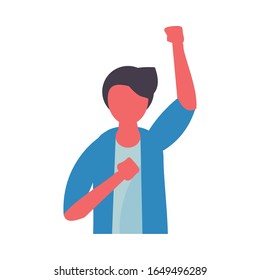 activist man protesting avatar character vector illustration design