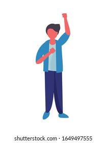 activist man protesting avatar character vector illustration design