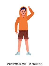 activist man protesting avatar character vector illustration design
