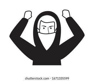 activist man protesting avatar character vector illustration design