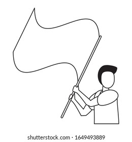 activist man protesting with flag vector illustration design