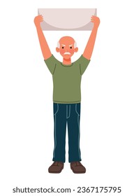 activist man raised hands isolated icon