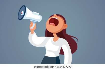 
Activist Screaming into a Loudspeaker Vector Cartoon Illustration
Woman protesting for equality and pro-choice rights making her voice heard
